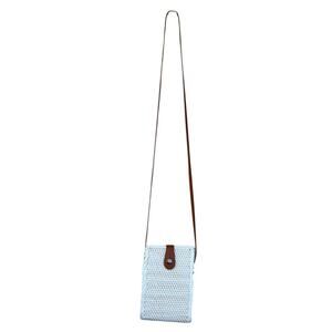 Stylish White and Brown Rattan Crossbody Bag